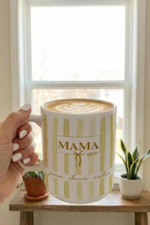 Custom Kids Names Mama Mug, Mothers Day Gift, Stripe Coffee Cup, Personalized Present for Mom, New Mom Gift, First Time Moms, Custom Gifts