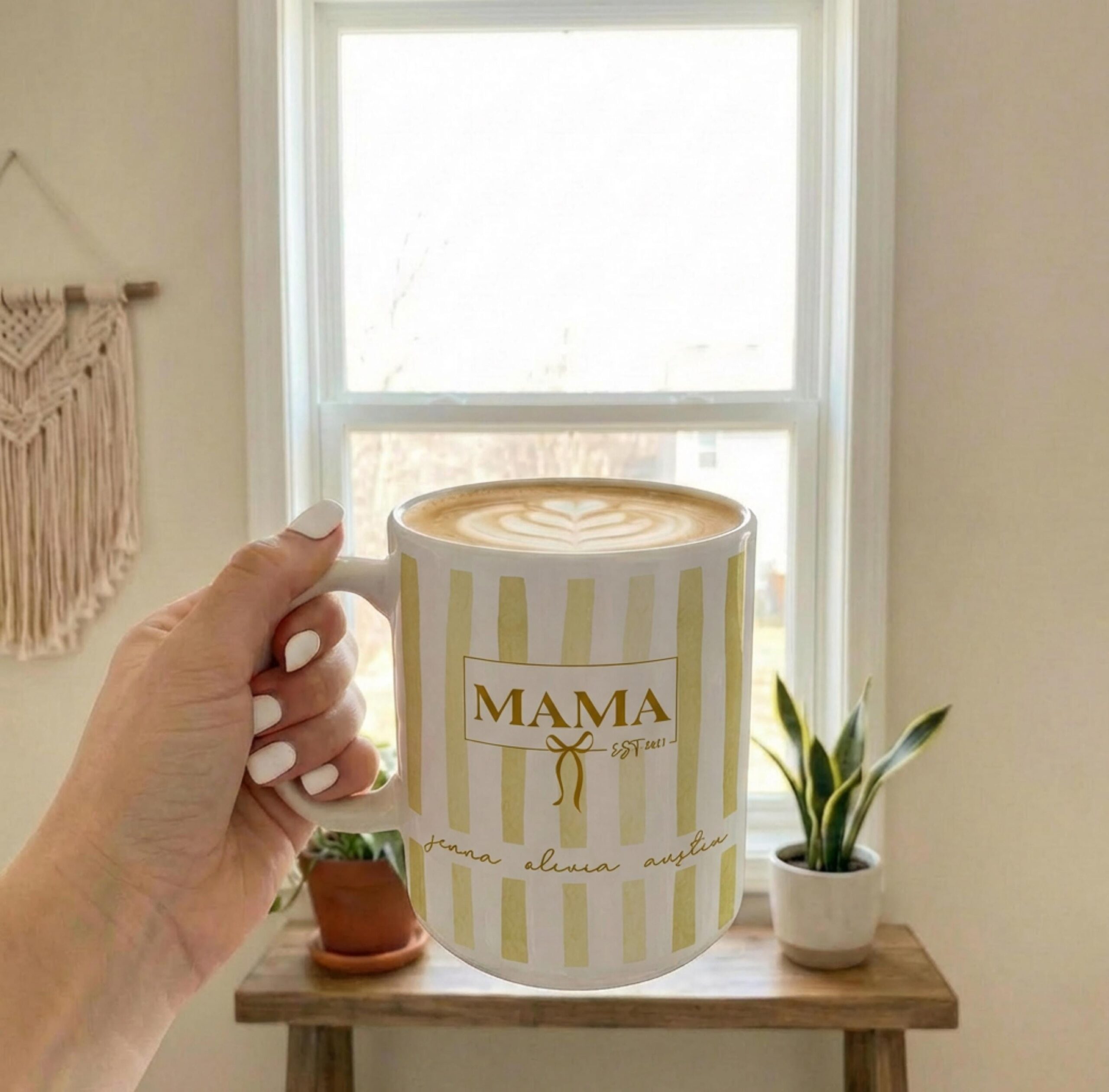 Custom Kids Names Mama Mug, Mothers Day Gift, Stripe Coffee Cup, Personalized Present for Mom, New Mom Gift, First Time Moms, Custom Gifts - Image 2