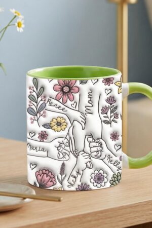 Personalized Mom Mug with Kids Names, Custom Floral Coffee Mug for Mom, Mothers Day Gift from Daughter Son