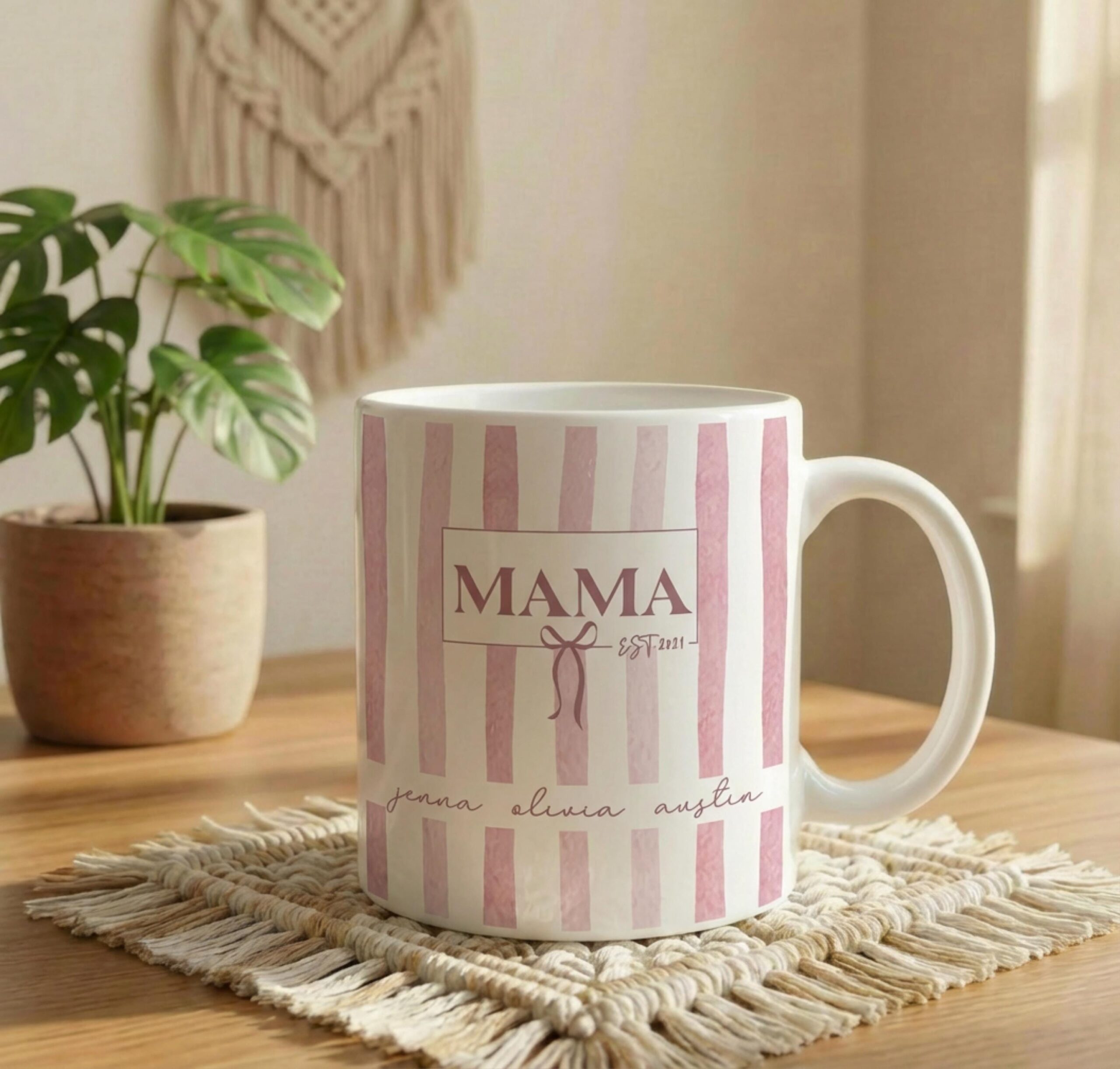 Custom Kids Names Mama Mug, Mothers Day Gift, Stripe Coffee Cup, Personalized Present for Mom, New Mom Gift, First Time Moms, Custom Gifts - Image 4