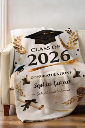 Custom Class of 2026 Grad Blanket,Personalized 2026 Graduation Blanket with Name,Senior Graduation Gift for Friends,Gift Ideas for Graduate