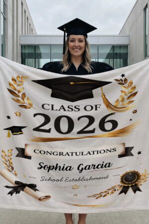 Custom Class of 2026 Grad Blanket,Personalized 2026 Graduation Blanket with Name,Senior Graduation Gift for Friends,Gift Ideas for Graduate