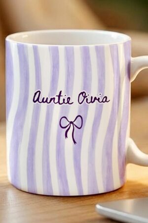 Personalized Grandma Stripe Mug, Coquette Striped Name Mug Gifts, Mother's Day Gift for Nana